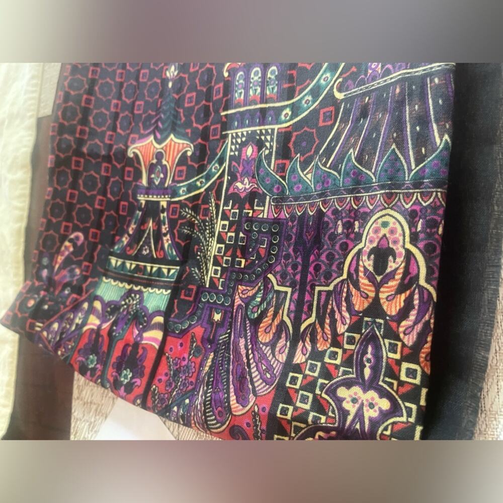Vintage Liz Sinclair scarve shawl black with multicolor